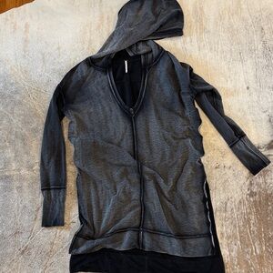 Free People Long Sleeve Hooded Dress - Charcoal Gray